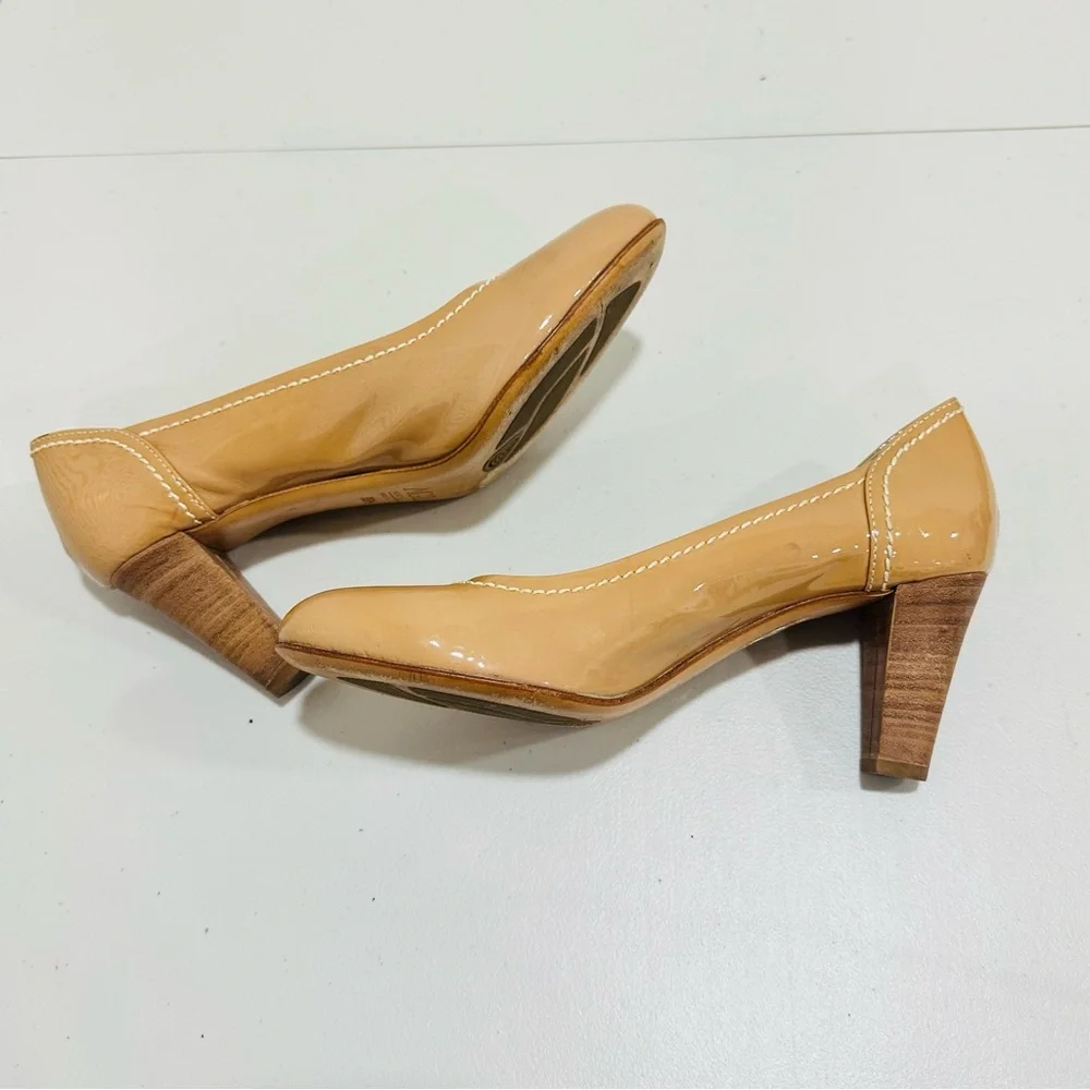 Womens‎ Size 9 Attilio Giusti Leombruni AGL Biege Patent Leather Shoe Pump Heel